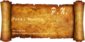 Petki Neszta névjegykártya
